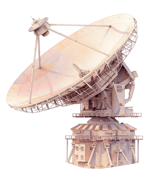 Ilustración de un radiotelescopio
