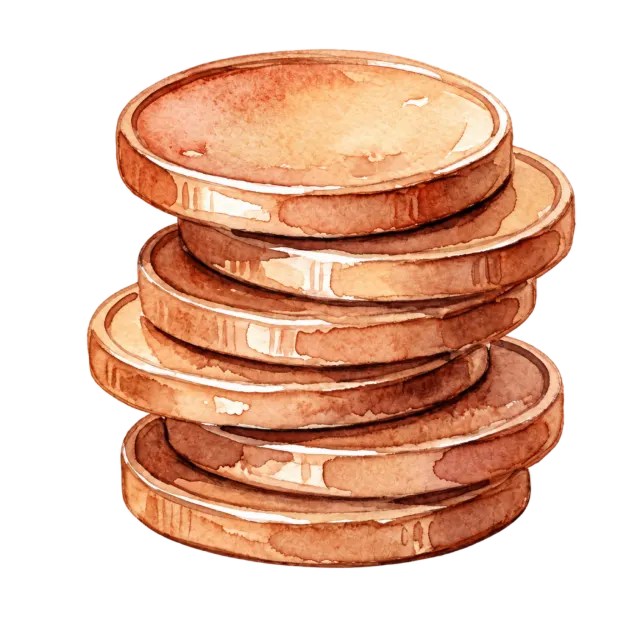 Ilustración de Fiscalidad: pila de monedas de cobre a la acuarela